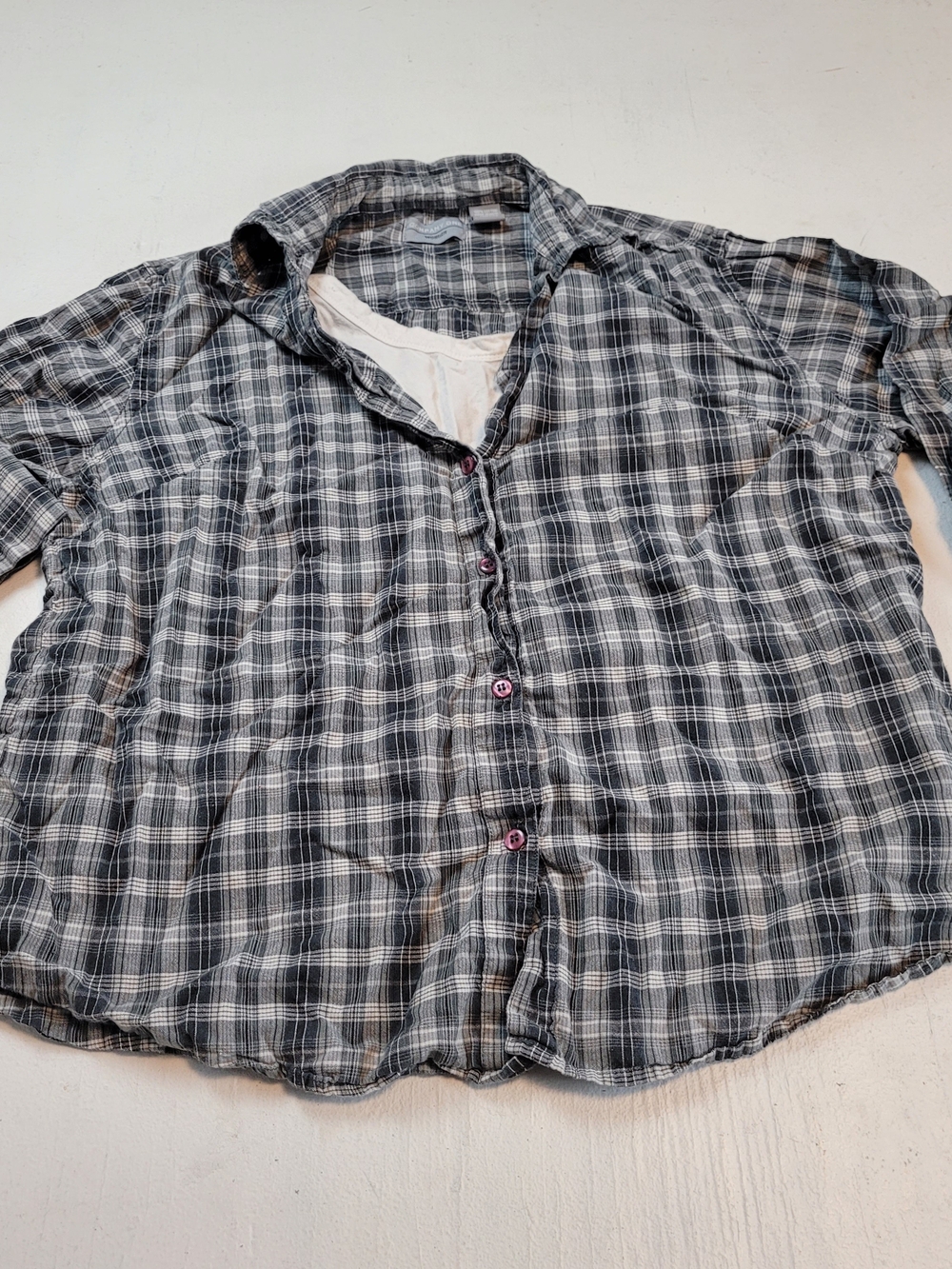 Women's Black & White Plaid Button-Front Shirt